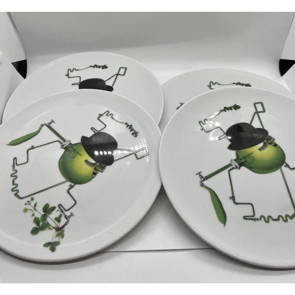 4 IKEA Stunsig MALCOM STUART Limited Ed 2017 Salad Dessert Bread Plates PEA 8.25